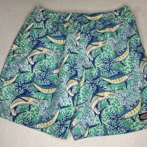 Vineyard Vines Shorts Mens L Blue Green Swim Surf Board Outdoor Fishing Shorts